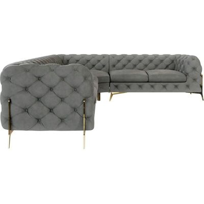 S-Style Möbel - Harper Chesterfield - Grau Samt - Sofa S-Style Möbel - Harper Chesterfield - Grau Samt - Sofa