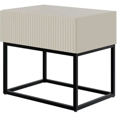 Selsey Veldio Nachttisch - 50cm - Schwarze Beine - Beige Grau - Nachttisch Selsey Veldio Nachttisch - 50cm - Schwarze Beine - Beige Grau - Nachttisch