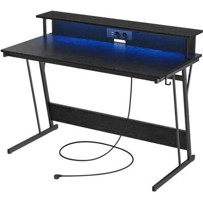 VASAGLE Gaming Schreibtisch - 120x60 cm, Schwarz, LED-Beleuchtung VASAGLE Gaming Schreibtisch - 120x60 cm, Schwarz, LED-Beleuchtung