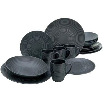 CREATABLE Lava Stone 16-tlg. Geschirr-Set für 4 Personen - Schwarz, Modern CREATABLE Lava Stone 16-tlg. Geschirr-Set für 4 Personen - Schwarz, Modern