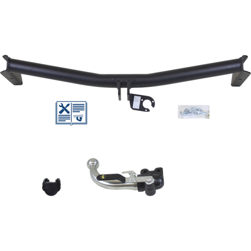 GDW Anhängerkupplung abnehmbar inkl. TowTec E-Satz 13polig & Montage - VW GOLF III Cabriolet