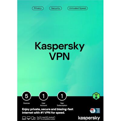 Kaspersky VPN - 5 Geräte - 1 Jahr für PC / Mac / iOS / Android - Code Herunterladen Kaspersky VPN - 5 Geräte - 1 Jahr für PC / Mac / iOS / Android - Code Herunterladen