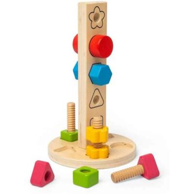 Bigjigs Holz Muttern- und Schraubenturm - 11-tlg. Baukasten Bigjigs Holz Muttern- und Schraubenturm - 11-tlg. Baukasten