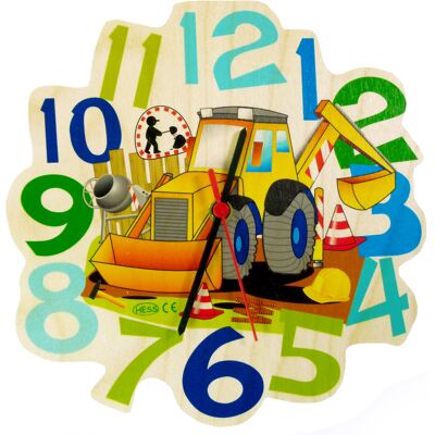 Hess Kinderuhr Bagger aus Holz Hess Kinderuhr Bagger aus Holz