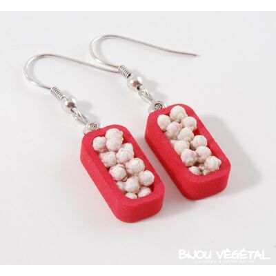 Radis et Capucine Live Jewellery - Ohrringe Vertigo rosa mit permanenten weißen Blumen Radis et Capucine Live Jewellery - Ohrringe Vertigo rosa mit permanenten weißen Blumen