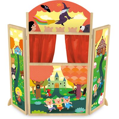 Vilac Modell 4624 Grünes Tri-Falt-Holztheater für Kinder Vilac Modell 4624 Grünes Tri-Falt-Holztheater für Kinder