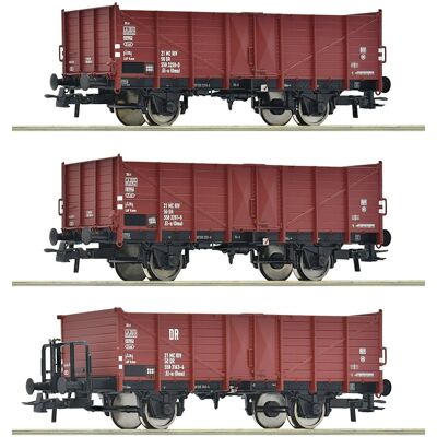 Roco 3-teiliges Set offener Güterwagen der DR - 6600146 Roco 3-teiliges Set offener Güterwagen der DR - 6600146