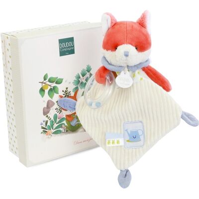 Doudou et Compagnie Paris Doudou Geschenkset Plüschfuchs Romarin mit Rassel 21 cm Doudou et Compagnie Paris Doudou Geschenkset Plüschfuchs Romarin mit Rassel 21 cm