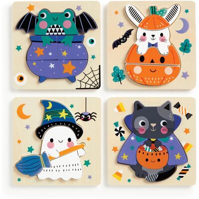 Mudpuppy Holzpuzzle-Set mit 4 Halloween-Puzzles Mudpuppy Holzpuzzle-Set mit 4 Halloween-Puzzles