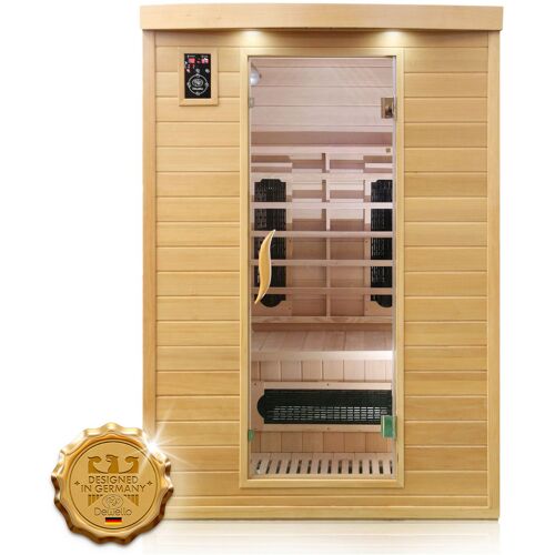 Dewello Infrarotkabine Infrarotsauna LAVAL PLUS 135cm x 105cm inkl. Keramikstrahler, Bodenstrahler, Radio, Farblicht