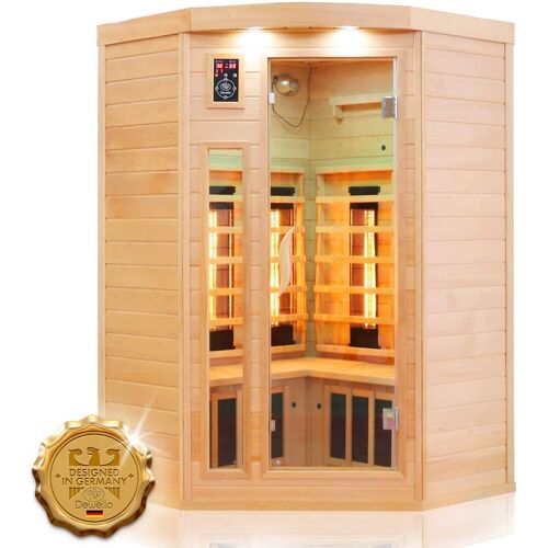 Dewello Infrarotkabine Infrarotsauna LAKEFIELD 120cm x 120cm inkl. Vollspektrumstrahler, Bodenstrahler