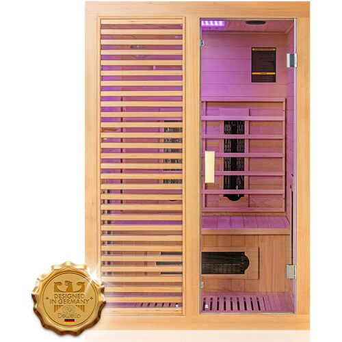 Dewello Infrarotkabine Infrarotsauna HAMLIN 130cm x 105cm inkl. Keramikstrahler, Karbon Bodenstrahler