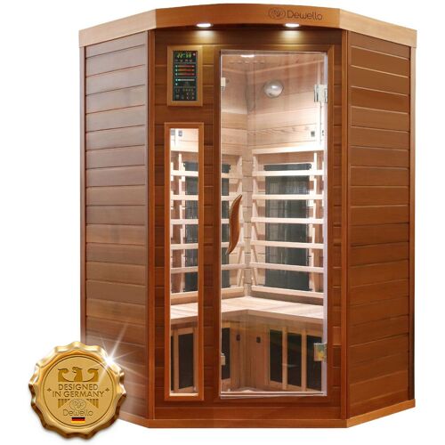 Dewello Infrarotkabine Infrarotsauna LAKEFIELD PRO Zeder 140cm x 140cm inkl. Vollspektrumstrahler, Bodenstrahler