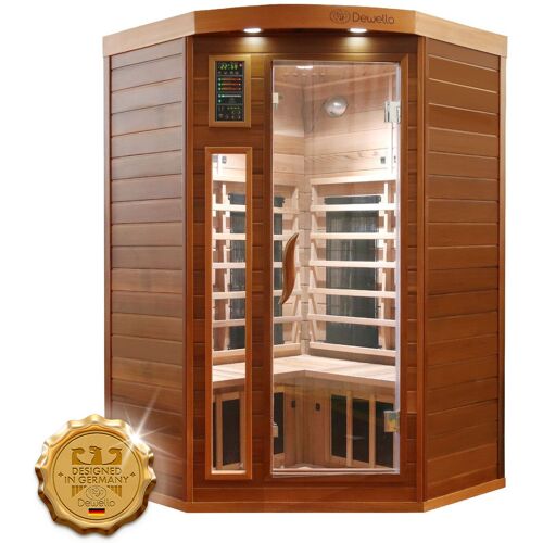 Dewello Infrarotkabine Infrarotsauna LAKEFIELD PRO Zeder 120cm x 120cm inkl. Vollspektrumstrahler, Bodenstrahler
