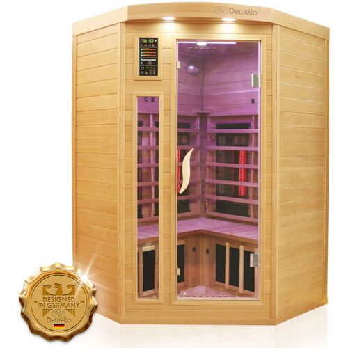 Dewello Infrarotkabine Infrarotsauna LAKEFIELD PRO Hemlock-Zeder 120cm x 120cm inkl. Vollspektrumstrahler, Bodenstrahler