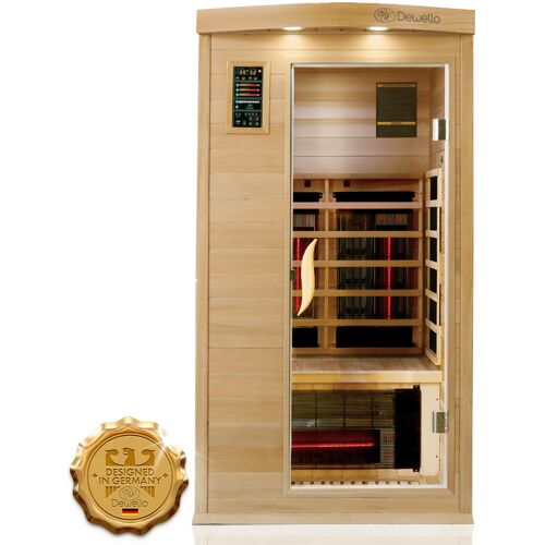 Dewello Infrarotkabine Infrarotsauna PIERSON PRO 100cm x 100cm Hemlock Zeder inkl. DUO Strahler, Vollspektrumstrahler, Bodenstrahler