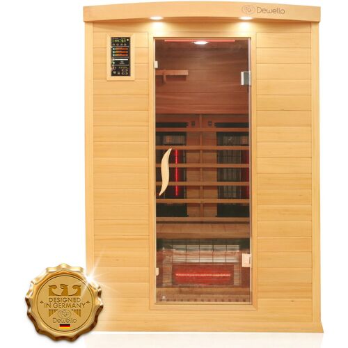 Dewello Infrarotkabine Infrarotsauna PIERSON PRO 135cm x 105cm Hemlock-Zeder inkl. DUO Strahler, Vollspektrumstrahler, Bodenstrahler