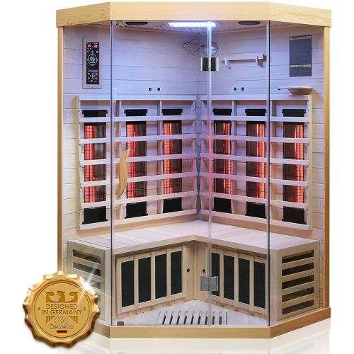 Dewello Infrarotkabine Infrarotsauna BRANDON 120cm x 120cm inkl. Vollspektrumstrahler, Bodenstrahler