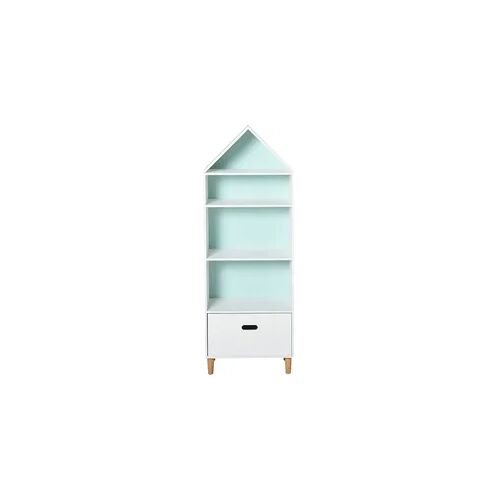 HOMCOM Kinderzimmer Bücherregal Spielzeugregal für Kinder und Jugendliche, 1 Schublade und 4 Regale, Weiß und Blau 50x30x142cm   Aosom