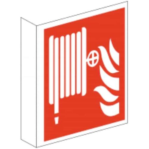 Brandschutzschild Fahnenschild zweiseitig bedruckt mit 2 Symbolen Löschschlauch nach ISO7010/F 002 Image
