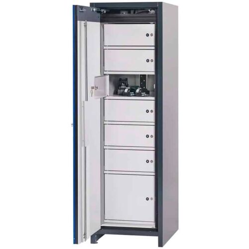 Denios asecos Lithium-Ionen Akku-Ladeschrank, SmartStore-Core, 2.0-V, 7 Schließfächer, B 600 mm Image