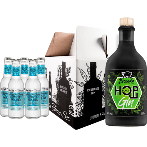 Breaks Gin Breaks Genießer-Set Black Hop(e) (1x Hopfen Gin + 5x Fever Tree Mediterranean Tonic Water)