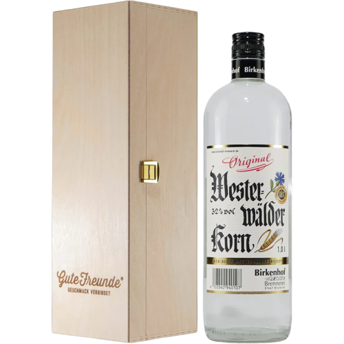 Birkenhof Brennerei Birkenhof Westerwälder Korn mit Geschenk-Holzkiste