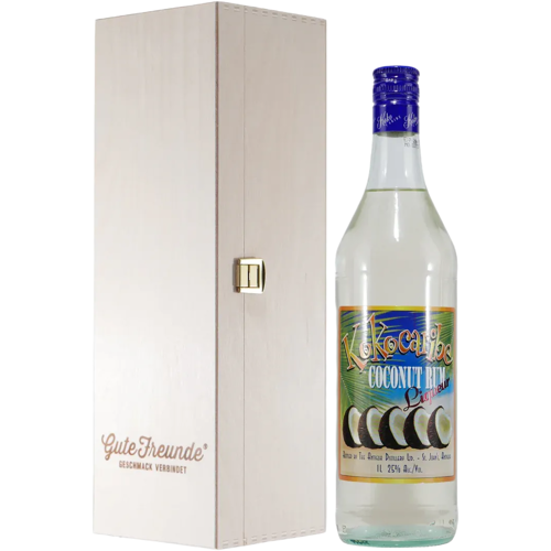 Antigua Distillery Kokacaribe Coconut Rum-Likör mit Geschenk-Holzkiste