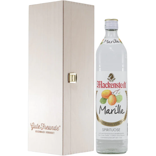 Alte Mackenstedter Kornbrennerei Mackenstedter Marille mit Geschenk-Holzkiste