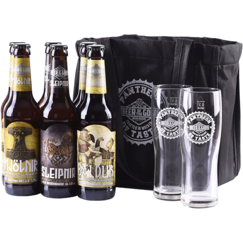 Wacken Brauerei Wackener Bier-Picknick (2x Baldur + 2x Sleipnir + 2x Mjölnir + 2x Gläser + 1x Tragetasche)