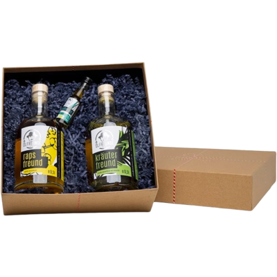 Die Ölfreunde Geschenkbox Duo (1x Knoblauchöl + 1x Kräuteröl + 1x Hanföl) Die Ölfreunde Geschenkbox Duo (1x Knoblauchöl + 1x Kräuteröl + 1x Hanföl)