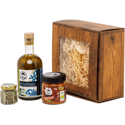 Die Ölfreunde Geschenketruhe Heimatliebe (1x Keltenöl + 1x Kräutersalz + 1x BBQ Gewürzmischung) Die Ölfreunde Geschenketruhe Heimatliebe (1x Keltenöl + 1x Kräutersalz + 1x BBQ Gewürzmischung)