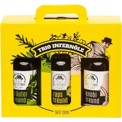 Die Ölfreunde Trio Infernöle (1x Knoblauchöl + 1x Kräuteröl + 1x Rapsöl) Die Ölfreunde Trio Infernöle (1x Knoblauchöl + 1x Kräuteröl + 1x Rapsöl)