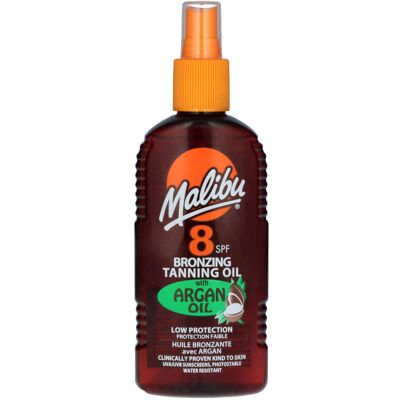 Malibu Argan SPF8 Bräunungsöl - Sonnengeküsster Glanz Malibu Argan SPF8 Bräunungsöl - Sonnengeküsster Glanz