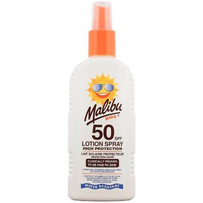 Malibu Kids Lotion SPF50 Vitamin E Aloe Vera - Sonnenschutz Spray Malibu Kids Lotion SPF50 Vitamin E Aloe Vera - Sonnenschutz Spray