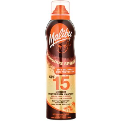 Malibu Continuous Dry Oil Sun Spray SPF 15 (U) (F) 175 ml Malibu Continuous Dry Oil Sun Spray SPF 15 (U) (F) 175 ml