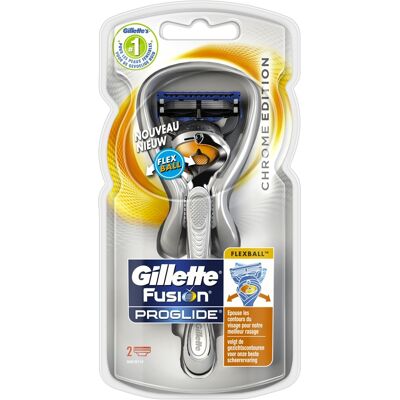 Gillette Fusion Proglide Flexball Chrome Edition Razor m. 2 blade Gillette Fusion Proglide Flexball Chrome Edition Razor m. 2 blade