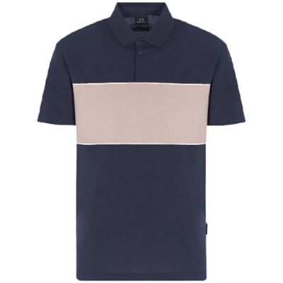 Armani Exchange Men Polo Shirt Navy/Beige M Armani Exchange Men Polo Shirt Navy/Beige M