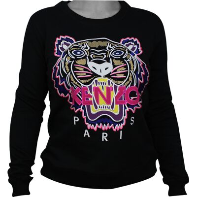 Kenzo Tiger Womans Sweatshirt Black/Pink S Kenzo Tiger Womans Sweatshirt Black/Pink S