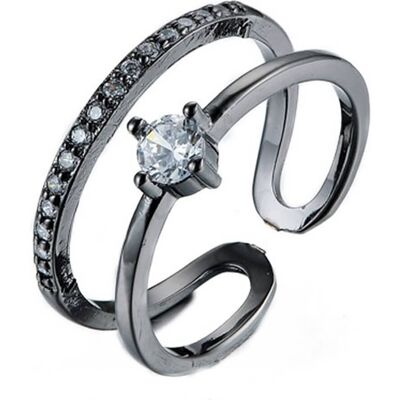 Everneed Monique -schwarzer doppelter Ring mit Stein Everneed Monique -schwarzer doppelter Ring mit Stein