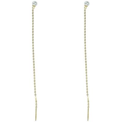 Everneed Elvira - Goldene Hängeohrringe mit kleiner Perle Everneed Elvira - Goldene Hängeohrringe mit kleiner Perle