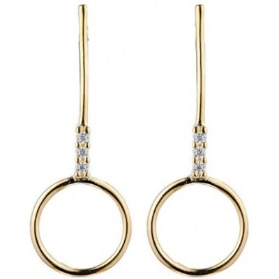 Everneed Daniella - Lange Gold Ohrringe m. Kreis (U) Everneed Daniella - Lange Gold Ohrringe m. Kreis (U)