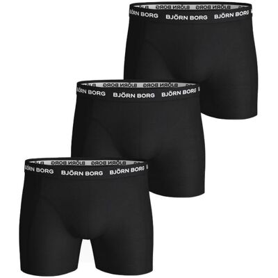 Björn Borg Essential 3-pack Cotton Strech Shorts Black - Size S 3 stk. Björn Borg Essential 3-pack Cotton Strech Shorts Black - Size S 3 stk.