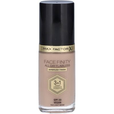 Max Factor Face Finity All Day Flawless 3-in-1 Foundation - N32 Light Beige 30 ml Max Factor Face Finity All Day Flawless 3-in-1 Foundation - N32 Light Beige 30 ml