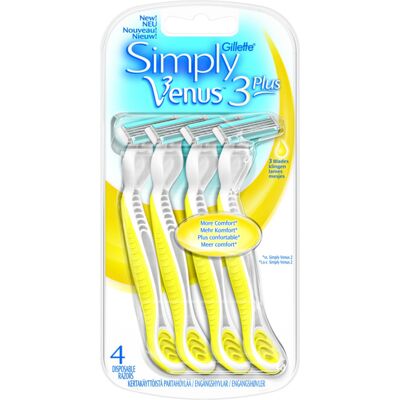 Gillette Venus 3 Plus - 4 Skrabere (Gul) Gillette Venus 3 Plus - 4 Skrabere (Gul)