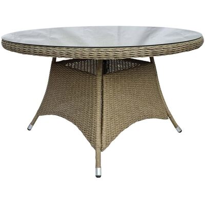 Brafab, Hornbrook Esstisch 150 cm beige Kunststoff-Rattan inkl. Glas Brafab, Hornbrook Esstisch 150 cm beige Kunststoff-Rattan inkl. Glas