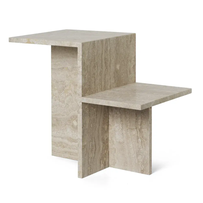 Ferm Living Travertin Beistelltisch - Zweistöckiges Minimalistisches Design Ferm Living Travertin Beistelltisch - Zweistöckiges Minimalistisches Design