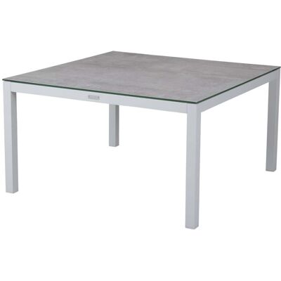 Brafab, Belfort Couchtisch weiß/grau Aluminium 90x90 3D-gedruckte Glasplatte Brafab, Belfort Couchtisch weiß/grau Aluminium 90x90 3D-gedruckte Glasplatte