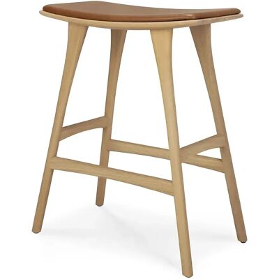 Ethnicraft, Osso Hocker Niedrig Eiche/Cognac Leder Ethnicraft, Osso Hocker Niedrig Eiche/Cognac Leder