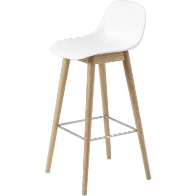 Muuto, Fiber Barhocker hoch Wood Base - 75 cm - Natural White/Oak Muuto, Fiber Barhocker hoch Wood Base - 75 cm - Natural White/Oak